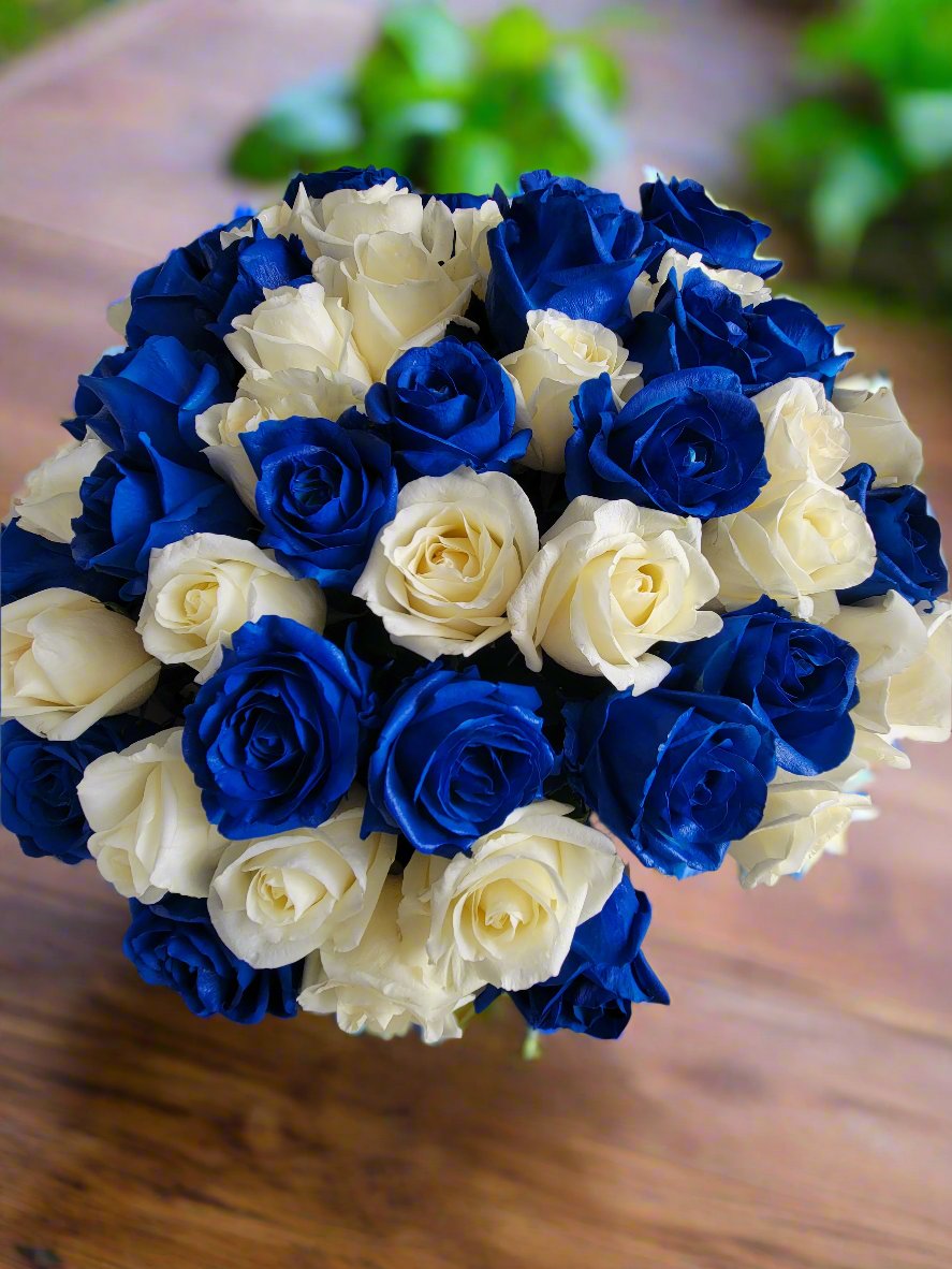 Blue Red Roses Blue Roses Bouquet - Serenity's Blues Arrangement | Orchibellas