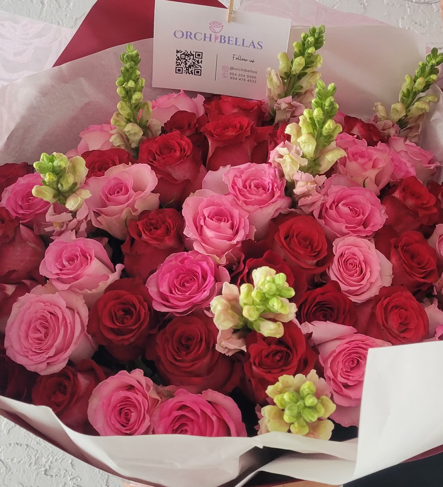 Rosé Romance for Mom – Red, Blush & Ivory Rose Bouquet