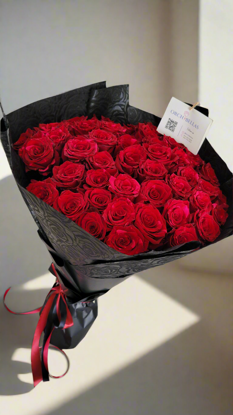 Red Roses Bouquet - Premium Red Fire Arrangement | Orchibellas