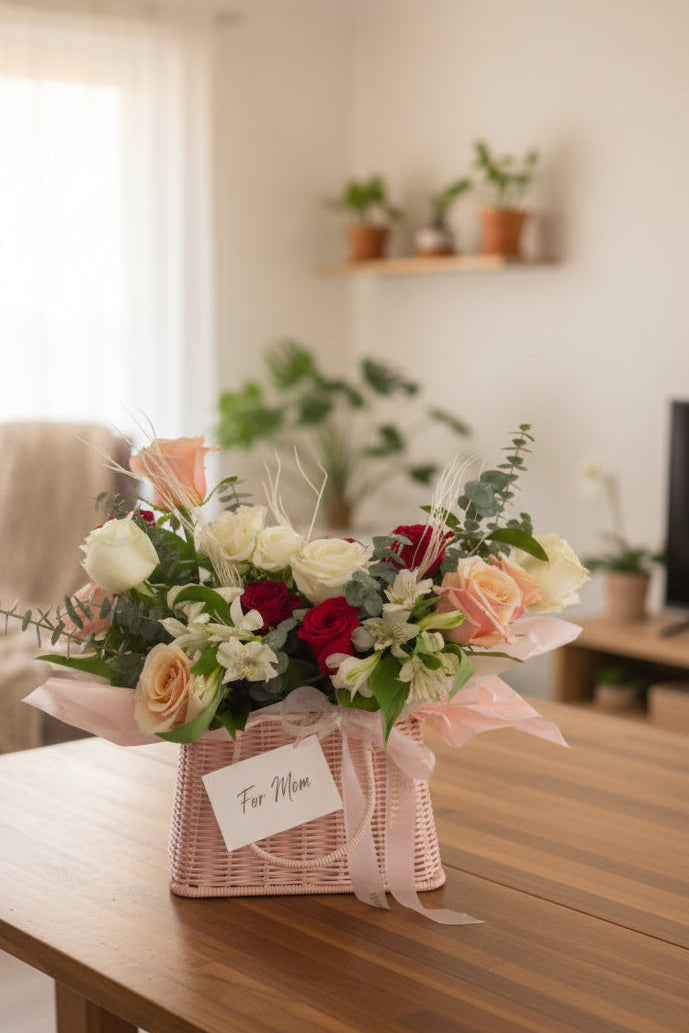 Elegant Garden Basket for Mom – Premium Mixed Arrangement